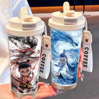 【臺灣出貨】敖丙哪吒水杯316不鏽鋼保溫杯高顏值吸管咖啡杯子大容量雙飲