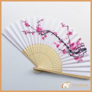 WOOWOOWOOZ 花卉摺扇復古竹手扇女士女孩表演舞蹈裝飾音樂節