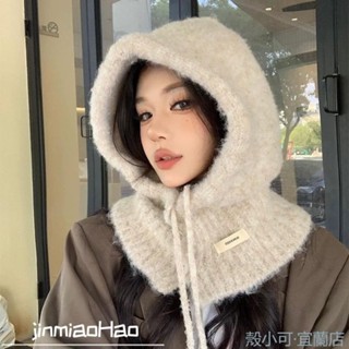 【臺灣出貨】巴拉克韓國拉法秋冬季帽子一體針織圍脖毛線帽保暖情侶護耳防風帽 保暖帽 雷鋒帽 護耳帽