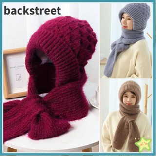 BACKSTREET冬季一體式帽子圍巾,頸部溫暖防風帽子圍巾,秋冬加厚軟針織護耳帽戶外