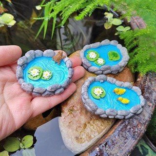 🚀臺灣出貨🚀模擬小水池荷塘池塘模型微景觀擺件假山魚缸沙盤diy盆栽造景裝潢