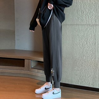 胖胖美依 長褲 束腿褲 運動褲 寬褲中大碼 M-4XL新款九分小個子衛褲加絨加厚休閒女褲ins潮-2295.