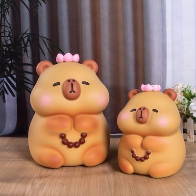 情緒穩定卡皮巴拉存錢罐 卡皮巴拉擺件 卡皮巴拉存錢桶 水豚存錢筒 可存取防摔儲蓄罐 兒童儲蓄罐 禮物 交換禮物