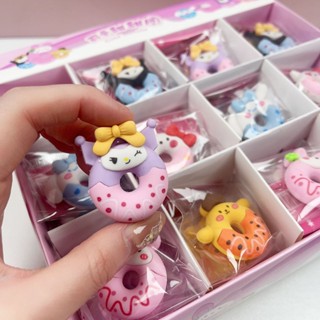 6 件裝三麗鷗卡通橡皮擦橡膠卡哇伊學生文具 Kuromi Hello Kitty 3d 橡皮擦清潔工具學校兒童