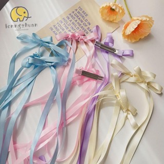 LONNGUVO 蝴蝶結髮夾,純色可愛絲帶髮夾,簡單緞面芭蕾編織頭髮工具女式女孩
