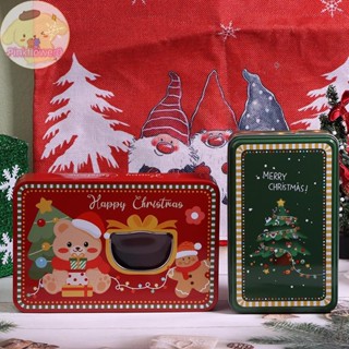 Pinkflower Christmas Merry 馬口鐵長方形糖果盒禮品收納盒餅乾罐家用手卡容器派對餅乾收納盒EN