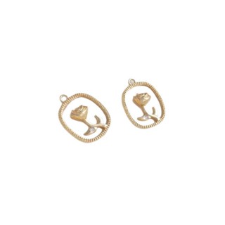 宏雲Hongyun-Ala新品-鑲嵌天然海貝玫瑰花鏡框吊墜14K包金保色diy項鍊鎖骨鏈飾品掛件
