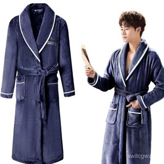 新品首發💋男士睡袍冬季法蘭絨情侶睡袍女士家居服珊瑚絨浴袍男大碼加長睡衣 TBYJ