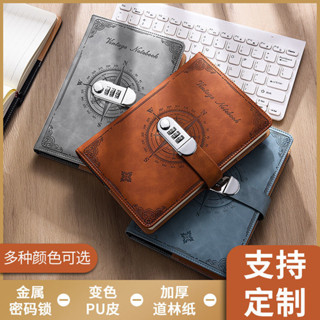 優選精品#【4272次迴購】A5複古密碼筆記本帶鎖日記本加厚簡約學生記事本手賬本筆記本文具4DAILY