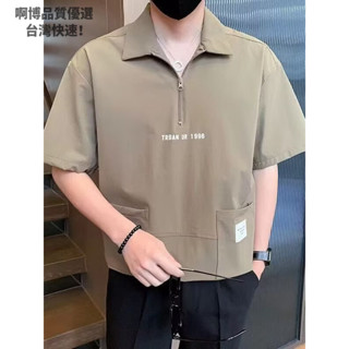 💖熱銷免運💖美式工裝Polo衫男士寬鬆休閒口袋半袖襯衫夏季薄款翻領短袖上衣潮