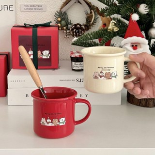 ins新年耶誕馬克杯新款卡通小熊陶瓷杯咖啡杯情侶水杯禮盒裝杯子