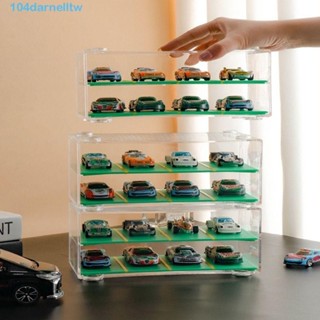 DARNELLTW汽車模型展示盒,1:64塑膠汽車壓鑄收納盒,有停車位可堆疊透明的8槽展示盒桌面