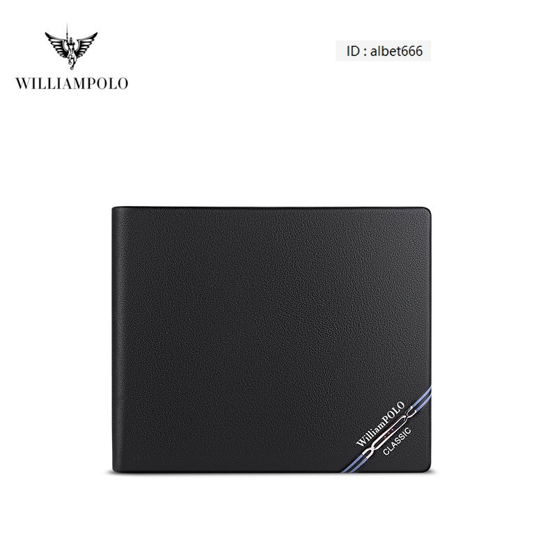 【奧特萊斯】Williampolo 英皇保羅正品男生皮夾 韓版超薄男士短夾 票夾 頭層牛皮錢包男 多卡位短皮夾