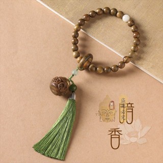 『禪修院』🙏🏻綠檀木手串DIY雕刻蓮花香囊 文藝復古風流蘇跑環盤玩手持念珠 生日禮物 禮品 免運