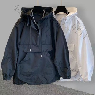 『珞伊不覺優選』潮牌純色連帽衝鋒衣風衣男女款春鞦款韓版潮流工裝拚接透氣通懃版型麵料舒適柔軟親膚透氣輕薄時尚