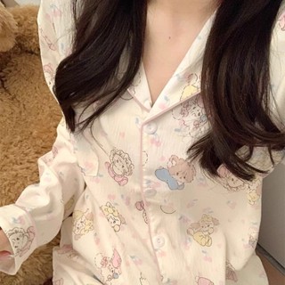 【有幸時光】ins風可愛甜美小兔子睡衣女春秋夏季新款長袖長褲可外穿居家服套裝