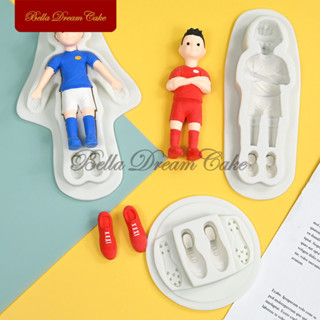 3D 足球運動球員/運動鞋設計軟糖矽膠模具巧克力模具 DIY 粘土模型蛋糕裝飾工具烤盤