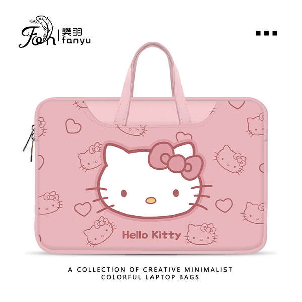 筆電包 16吋筆電包 樊羽可愛hello kitty皮革電腦包手提男女蘋果14寸11寸聯想惠普戴爾華為15.6寸16筆記