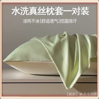 💎臺灣出貨💎 夏天水洗冰絲枕套一對裝傢用冰絲枕頭套高階感雙人枕芯內膽套夏季 限時特賣A97-2-B