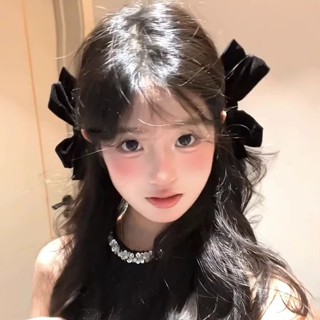 黑色絲絨蝴蝶結髮夾女公主小香風高階感氣質側邊夾對夾子髮飾頭飾