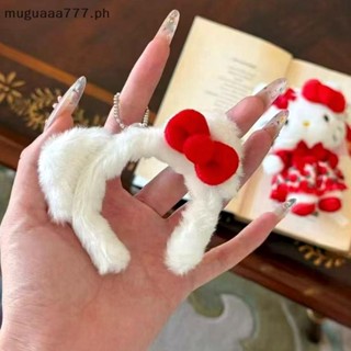 三麗鷗 ɞmd Hello Kitty 蝴蝶結毛絨玩具鑰匙扣 Sanrio KT 軟填充娃娃掛件汽車鑰匙圈揹包包裝飾兒童
