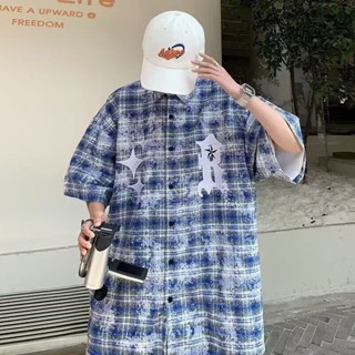 ★AFFLIGA★高街格子襯衫男2025新款美式潮牌衣服男士襯衣外套男生
