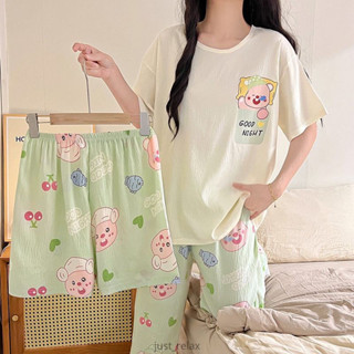 現貨 雲朵棉 三件式 loopy睡衣 夏天睡衣 短袖睡衣 女生家居服 可愛睡衣 小海狸 睡衣套裝 居家服 大尺碼睡衣 夏