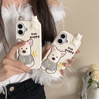 立體矽膠卡通西高地小狗 iphone12 13 14 15 16 pro max 手機殼 可愛軟殼 彩家