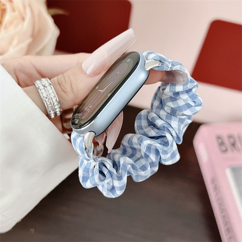小清新格子彈力錶帶 適用小米9pro 小米9/8/NFC 彩色英倫風 腕帶少女Redmi watch4/5 髮圈錶帶