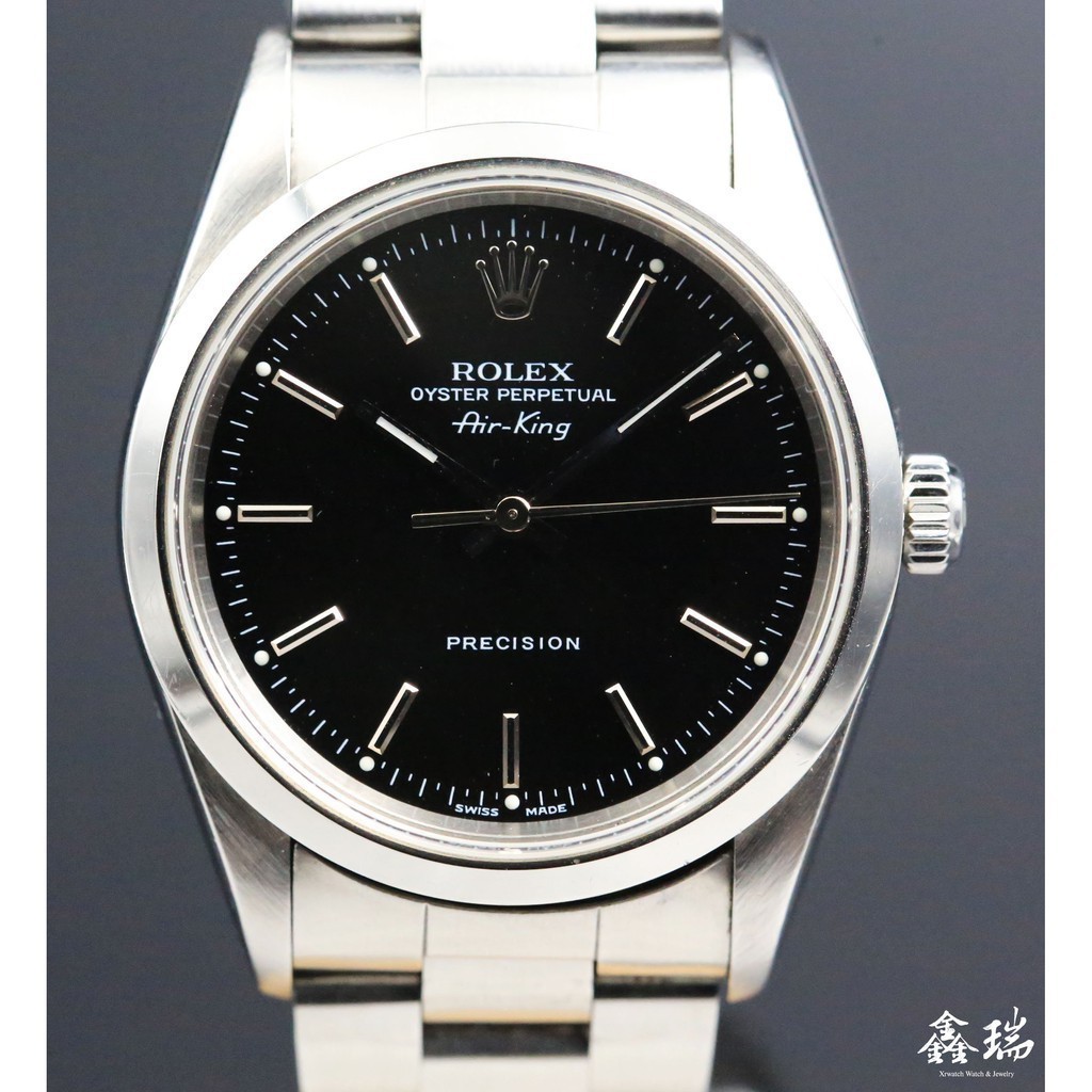 U-Rolex__ Rolex__ Air King 14000 Air King 黑色錶盤不銹鋼自動上鍊 34mm U
