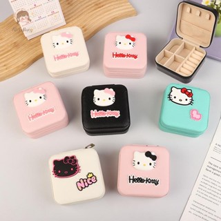 ABongBang卡通Hello Kitty貓首飾盒耳環項鍊戒指手鍊收納盒可愛KT貓多功能首飾盒漂亮