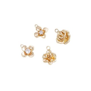 宏雲Hongyun-Ala新品-14k包金保色四葉草花玫瑰花吊墜花苞花朵吊飾diy手鍊耳環飾品掛件