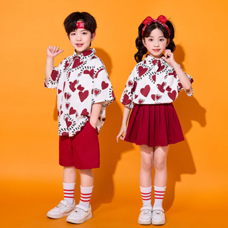 【1279人收藏】兒童啦啦隊表演服小學生運動會開幕式服裝幼兒園港風花襯衫合唱服5.11