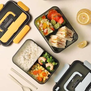 便攜微波飯盒 tempat nasi 便當盒 三格飯盒可微波爐加熱食品級便攜式學生上班族帶蓋餐盒分隔便當盒