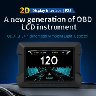 OBD + GPS HUD P22 汽車 OBD2 平視顯示器車載電腦汽車電子配件測角儀探測器中的智慧儀錶