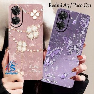 REDMI XIAOMI 小米紅米 A5 4G Poco C71 4G 2025 最新美學蝴蝶圖案保護套矽膠保護套馬卡龍