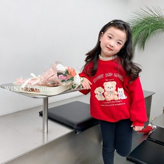 90-140CM 童裝 童裝冬季新款女童大學T韓版洋氣外套加厚打底衫刷毛兒童卡通大學T潮