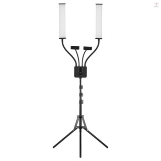靈活的雙臂 LED 影片燈攝影補光燈 3200K-5600K 可調光,帶 2 個靈活的手機支架 + 1.6M/63 英寸
