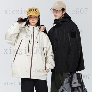 男士連帽防風防水雨衣風衣 5 個口袋,適閤遠足釣魚xie907