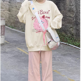 ⭐【饞樂園】大學t 長袖上衣 衣服女 oversize 大學t 可愛少女 秋冬上衣 加絨 新款 長袖大學T 韓版衛衣