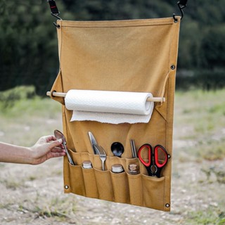 Camping＆Hiking 戶外帆布餐具收納袋壁掛式紙巾收納架野炊露營便攜多功能帳篷掛袋