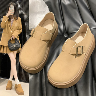 👞免運特賣👞厚底 勃肯鞋 新款春秋復古一腳蹬樂福鞋皮帶扣休閒豆豆鞋單鞋 小皮鞋 樂福鞋 厚底樂福鞋 樂福鞋女 福樂鞋