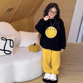 smile kids 兒童睡衣 秋冬款 臺灣出貨 兒童睡衣法蘭絨男童女童秋冬新款珊瑚加厚套裝中大童家居服套裝