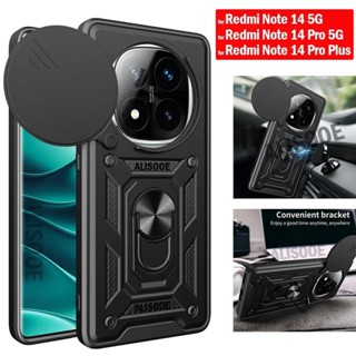 XIAOMI 適用於 Redmi Note 14 Pro Plus 5G Armor 混合環支架後蓋的滑動相機鏡頭保護手