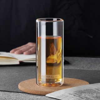 【耐熱玻璃杯】透明雙層泡茶咖啡杯｜加厚簡約風無蓋設計｜家用辦公冷熱飲通用水杯必備