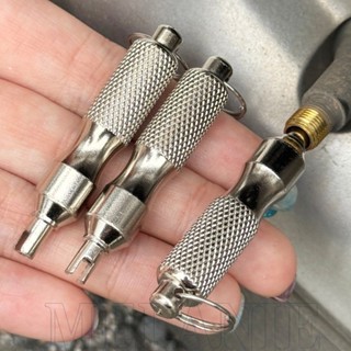 不銹鋼鑰匙扣扳手 - 氣門芯扳手 - 便攜式氣門芯螺絲刀 - 防銹、耐用 - 汽車自行車輪胎維修工具 - 適用於美國閥門