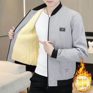 男士刷毛夾克外套韓版素色百搭刷毛加厚保暖棉服戶外工裝棉衣夾克外套ins時尚百搭棒球服棉襖新品