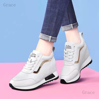 臺灣齣貨Grace 新款小資格調 厚底內增高小白鞋 女鞋 係帶運動鞋 學生百搭休閑軟底單鞋 老爹鞋 休閒鞋 鬆糕鞋