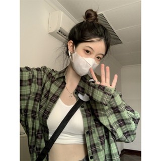 【Season Wardrobe】格子襯衫女2025春秋新款韓版百搭上衣小個子復古長袖襯衫休閒外套