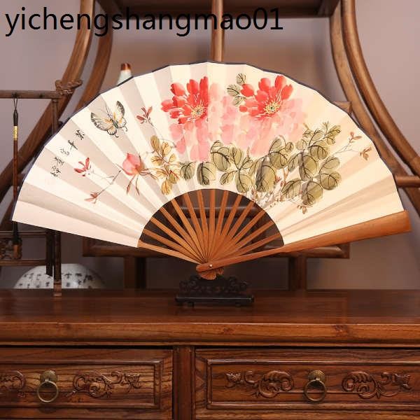 摺扇十寸宣紙摺扇手繪古風禮品書法山水文玩日用書畫棕竹男士扇子